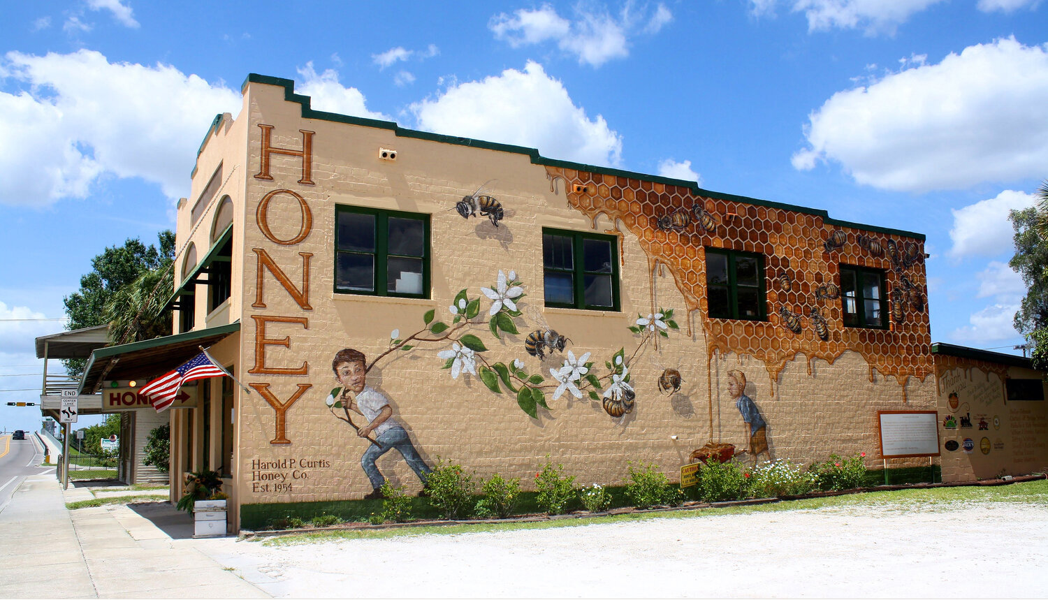 The mural at Harold. P. Curtis Honey Co., in Labelle, Florida, launched "The Good of the Hive." The Wright Center for Community Health is sponsoring one of his trademark murals in downtown Scranton.